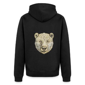 Eisbär Portrait Polar bär - Unisex Premium Bio Zip Hoodie - Schwarz - Hinten - Nico (187cm)