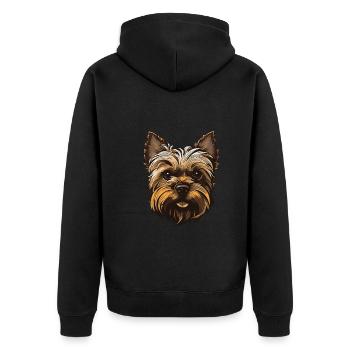 Yorkshire Terrier Hund Portrait - Unisex Premium Bio Zip Hoodie - Schwarz - Hinten - Nico (187cm)