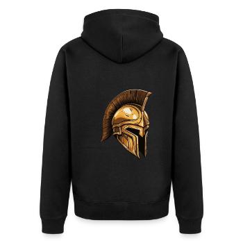 Spartan Warrior Sparta Helmet - Unisex Premium Organic Zip Hoodie - black - Back - Nico (187cm)