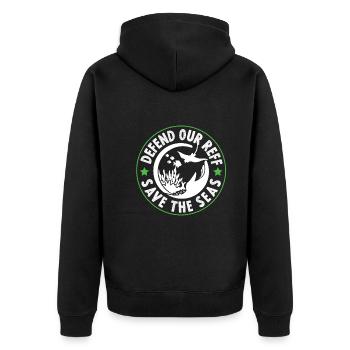 save the sea - Unisex Premium Bio Zip Hoodie - Schwarz - Hinten - Nico (187cm)