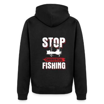 save the ocean angeln - Unisex Premium Bio Zip Hoodie - Schwarz - Hinten - Nico (187cm)