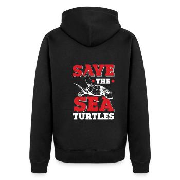 save the ocean schildkröte - Unisex Premium Bio Zip Hoodie - Schwarz - Hinten - Nico (187cm)