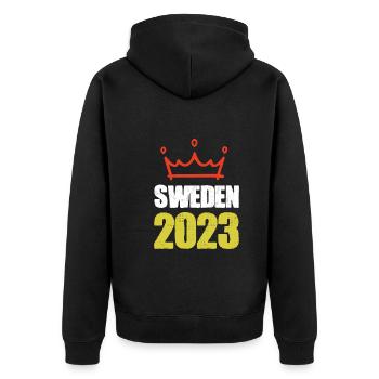 Suède 2023 - Veste à capuche bio Premium Unisexe - noir - Dos - Nico (187cm)