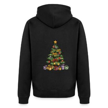 Tannenbaum Xmas Weihnachten - Unisex Premium Bio Zip Hoodie - Schwarz - Hinten - Nico (187cm)
