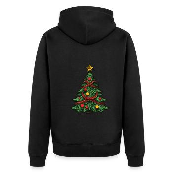 Tannenbaum Weihnachten - Unisex Premium Bio Zip Hoodie - Schwarz - Hinten - Nico (187cm)