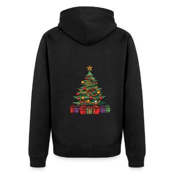 Tannenbaum Xmas Weihnachten - Unisex Premium Bio Zip Hoodie - Schwarz - Hinten - Nico (187cm)
