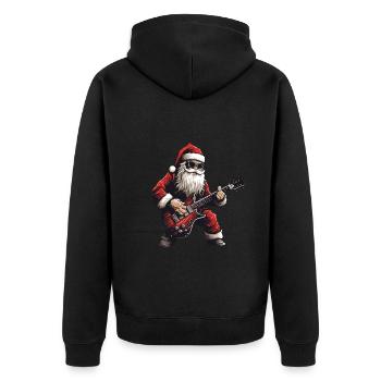 Weihnachtsmann Gitarre Santa - Unisex Premium Bio Zip Hoodie - Schwarz - Hinten - Nico (187cm)