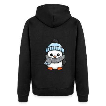 Penguin Winter Comic Cute - Unisex Premium Organic Zip Hoodie - black - Back - Nico (187cm)