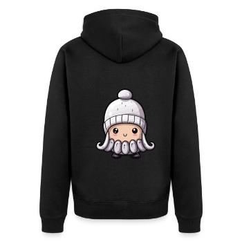 Octopus Winter Octopus Comic Cute - Unisex Premium Organic Zip Hoodie - black - Back - Nico (187cm)