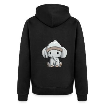 Elefant Winter Comic Niedlich - Unisex Premium Bio Zip Hoodie - Schwarz - Hinten - Nico (187cm)