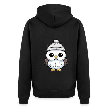 Hibou Hiver Bande Dessinée Mignon - Veste à capuche bio Premium Unisexe - noir - Dos - Nico (187cm)