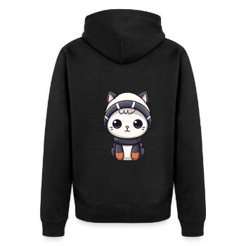 Cat Winter Comic - Unisex Premium Organic Zip Hoodie - black - Back - Nico (187cm)