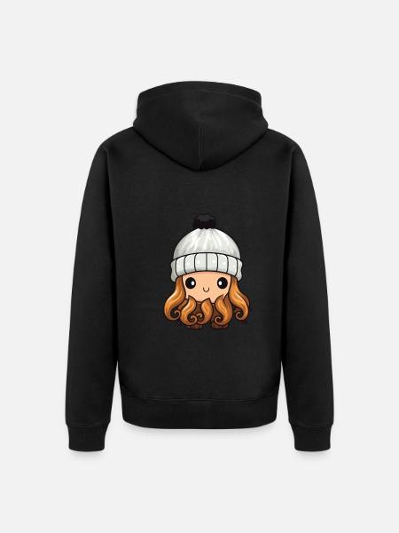 Octopus Winter Octopus Comic - Unisex Premium Organic Zip Hoodie - black