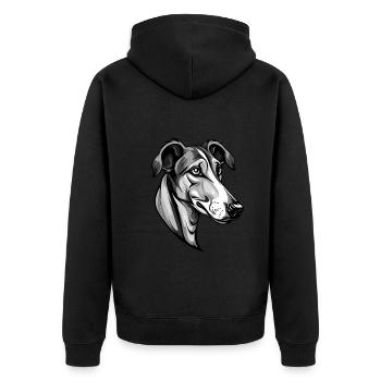 Greyhound Dog Head Portrait Animal - Unisex Premium Organic Zip Hoodie - black - Back - Nico (187cm)