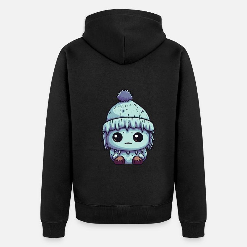 Winter Eskimo Comic Niedlich - Unisex Premium Bio Zip Hoodie - Schwarz