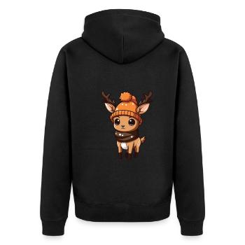 Reh Geweih Winter Comic - Unisex Premium Bio Zip Hoodie - Schwarz - Hinten - Nico (187cm)