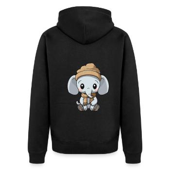 Elephant Winter Comic - Unisex Premium Organic Zip Hoodie - black - Back - Nico (187cm)