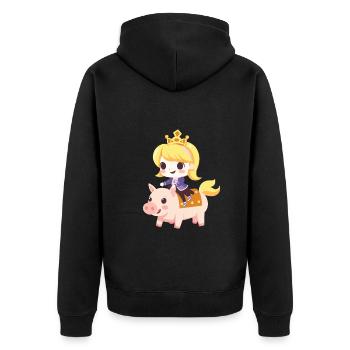 Prinzessin Schwein Märchen - Unisex Premium Bio Zip Hoodie - Schwarz - Hinten - Nico (187cm)