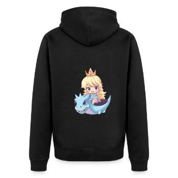 Prinzessin Drache Niedlich - Unisex Premium Bio Zip Hoodie - Schwarz - Hinten - Nico (187cm)