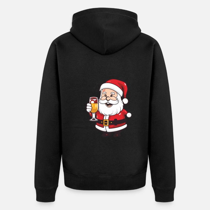 Weihnachtsmann Drinking Comic Weihnachten - Unisex Premium Bio Zip Hoodie - Schwarz