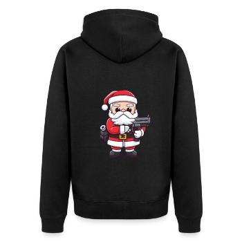 Weihnachtsmann Pistole Santa Weihnachten - Unisex Premium Bio Zip Hoodie - Schwarz - Hinten - Nico (187cm)