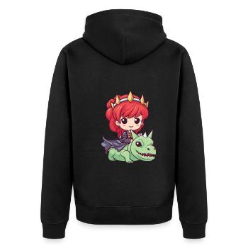 Prinzessin Drache Niedlich - Unisex Premium Bio Zip Hoodie - Schwarz - Hinten - Nico (187cm)