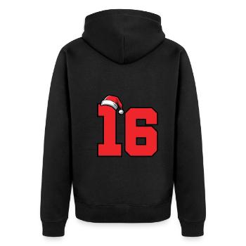 16 Zahl Weihnachten - Unisex Premium Bio Zip Hoodie - Schwarz - Hinten - Nico (187cm)