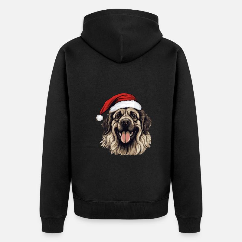 Leonberg Chien Tête de Noël - Veste à capuche bio Premium Unisexe - noir