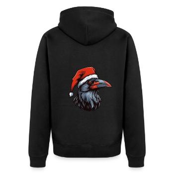 Krähe Rabe Weihnachten Tier Kopf - Unisex Premium Bio Zip Hoodie - Schwarz - Hinten - Nico (187cm)
