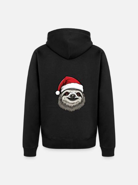Sloth Christmas Animal Head - Unisex Premium Organic Zip Hoodie - black