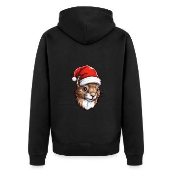 Squirrel Christmas Animal Head - Unisex Premium Organic Zip Hoodie - black - Back - Nico (187cm)