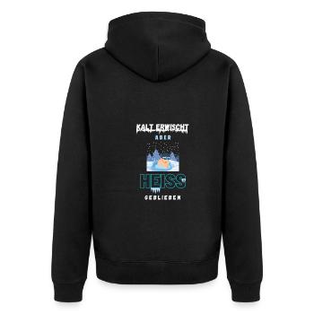 Eisbaden Ice bath baden ice bathing Kältebad kalt - Unisex Premium Organic Zip Hoodie - black - Back - Nico (187cm)