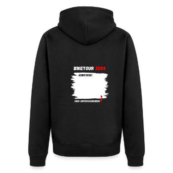 Bike Motorrad Biker Tour 2024 lustige Geschenkidee - Unisex Premium Bio Zip Hoodie - Schwarz - Hinten - Nico (187cm)