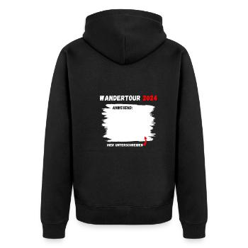 Wander Tour 2024 Berge Klettern T-Shirt - Unisex Premium Bio Zip Hoodie - Schwarz - Hinten - Nico (187cm)