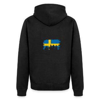 Mountain Nature Sweden Flag Scandinavia Swedish - Unisex Premium Organic Zip Hoodie - black - Back - Nico (187cm)