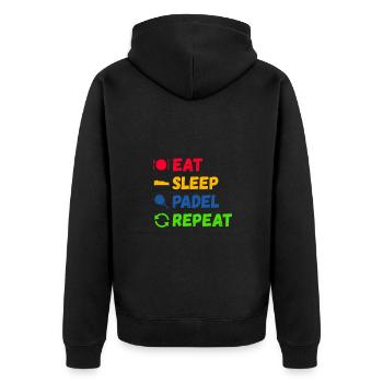 Eat Sleep Padel Repeat Paddle Tennis Paddleball - Unisex Premium Bio Zip Hoodie - Schwarz - Hinten - Nico (187cm)