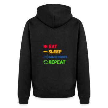 Calisthenics Street Workout Tshirt Cadeau Tshirt - Veste à capuche bio Premium Unisexe - noir - Dos - Nico (187cm)
