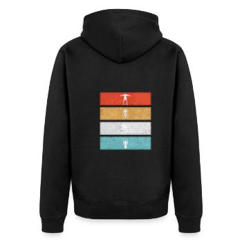 Vintage Style Calisthenics Retro Geschenk - Unisex Premium Bio Zip Hoodie - Schwarz - Hinten - Nico (187cm)