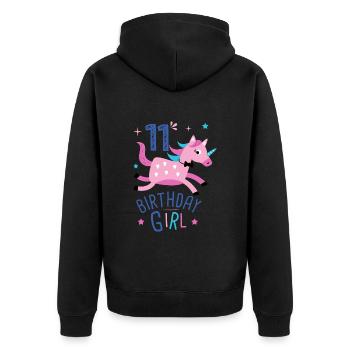 11. Geburtstag Mädchen 11 Jahre Licorn Einhorn - Unisex Premium Bio Zip Hoodie - Schwarz - Hinten - Nico (187cm)
