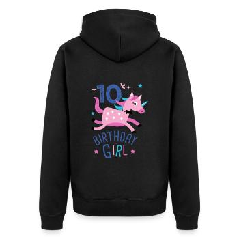 10. Geburtstag Mädchen 10 Jahre Licorn Einhorn - Unisex Premium Bio Zip Hoodie - Schwarz - Hinten - Nico (187cm)