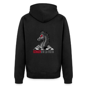 checkmate checkerboard chess game - Unisex Premium Organic Zip Hoodie - black - Back - Nico (187cm)