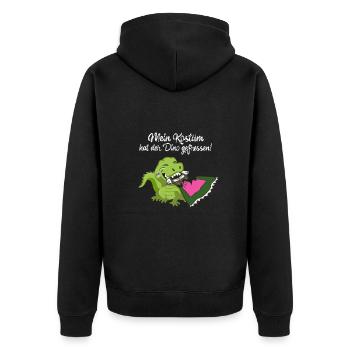 mein kostüm hat der dino gefressen, kostüm,dino - Unisex Premium Bio Zip Hoodie - Schwarz - Hinten - Nico (187cm)