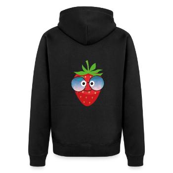 fraise, baie, bande dessinée, lunettes de soleil, - Veste à capuche bio Premium Unisexe - noir - Dos - Nico (187cm)