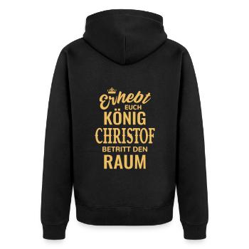 Name Christof Geschenk Geburtstag lustig König - Unisex Premium Bio Zip Hoodie - Schwarz - Hinten - Nico (187cm)
