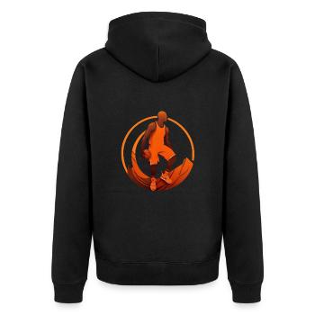 Flammender Korbkünstler - Basketball - Unisex Premium Bio Zip Hoodie - Schwarz - Hinten - Nico (187cm)