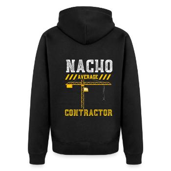 Nacho Average Contractor - Unisex Premium Bio Zip Hoodie - Schwarz - Hinten - Nico (187cm)