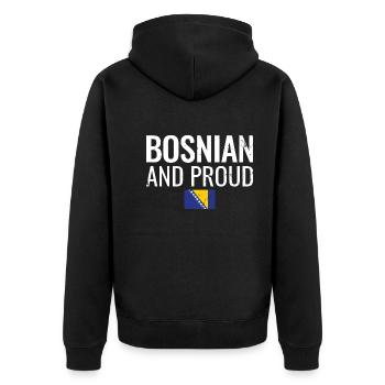 Bosnien Herzegowina Stolz Bosnische Flagge Bosnier - Unisex Premium Bio Zip Hoodie - Schwarz - Hinten - Nico (187cm)