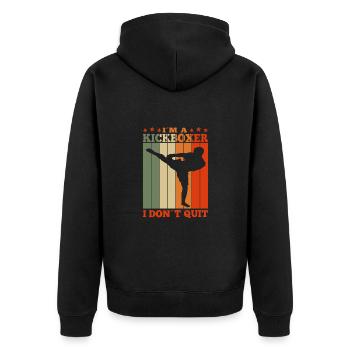 Kickboxing at A Kickboxer I Don't Quit Retro - Unisex Premium Organic Zip Hoodie - black - Back - Nico (187cm)