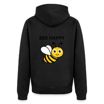BEE HAPPY - Unisex Premium Organic Zip Hoodie - black - Back - Nico (187cm)