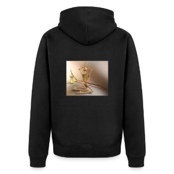Yoga in the morning for the Grim Reaper - Unisex Premium Organic Zip Hoodie - black - Back - Nico (187cm)